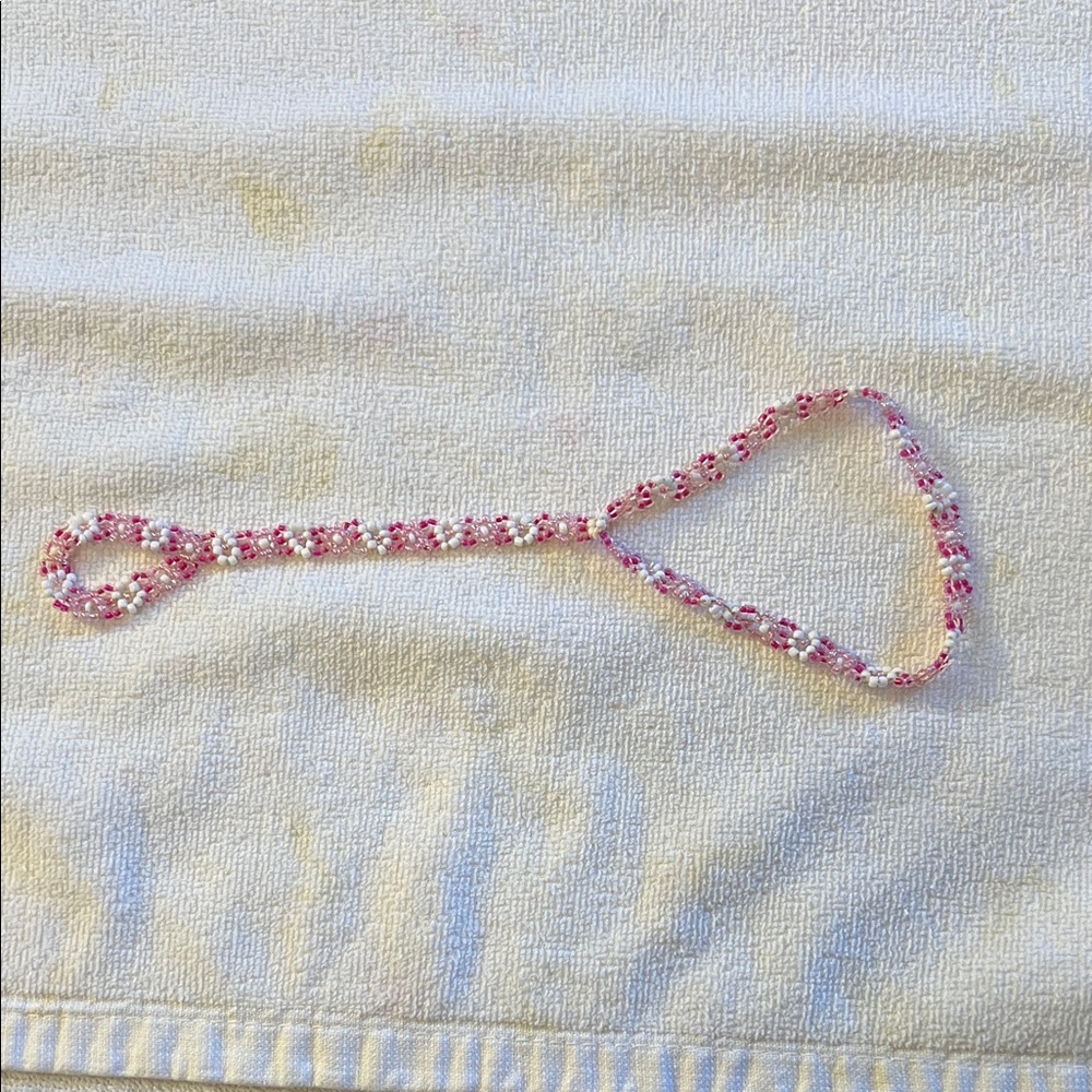 Pink and White Beaded Toe Ankle Bracelet